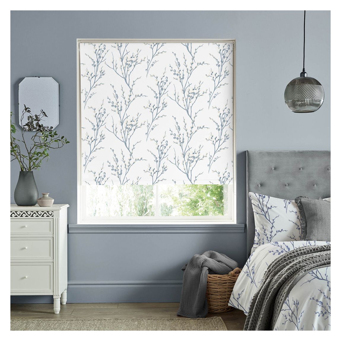 Pussy Willow, Offwhite/Seaspray 90X162cm Roller Blind main product photo