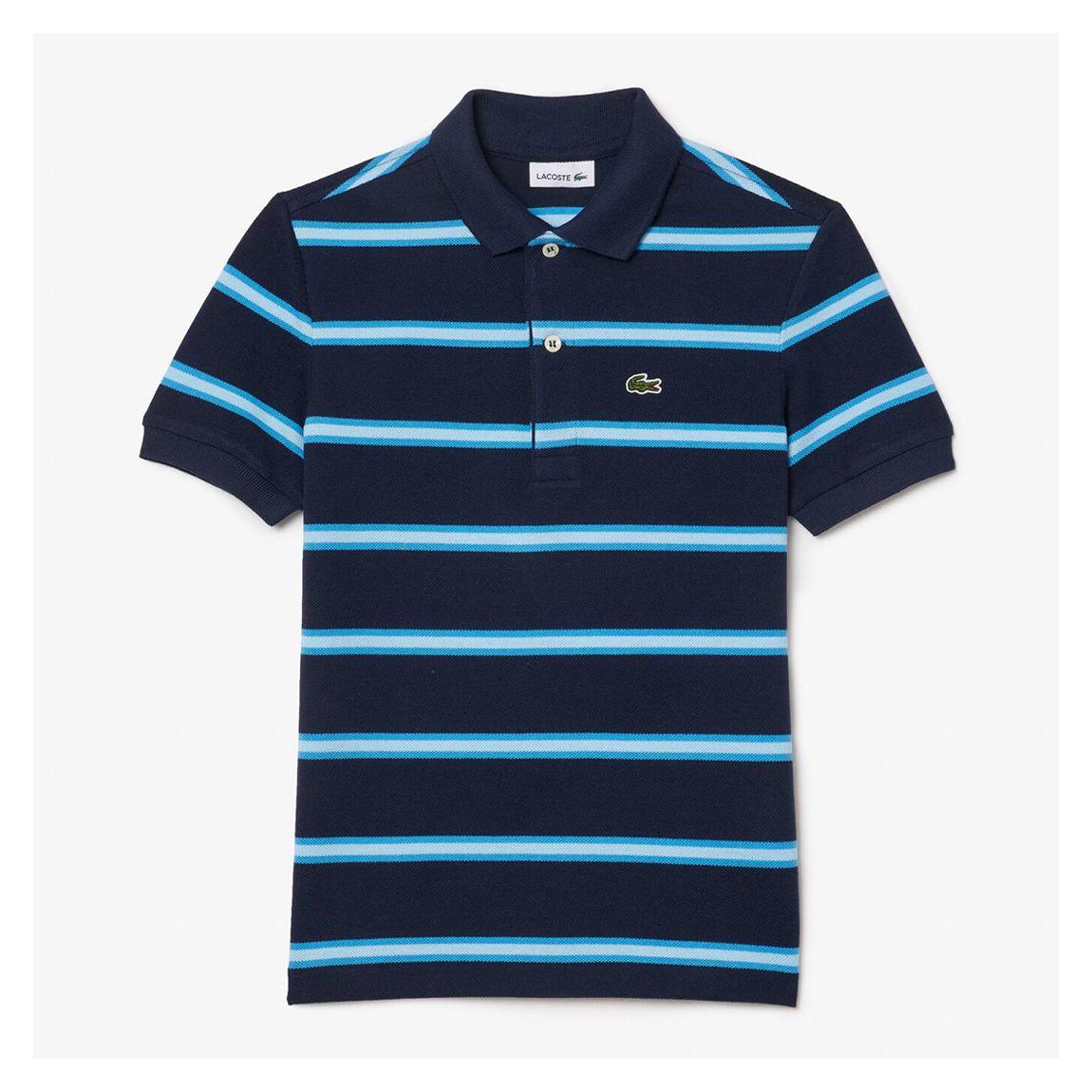 Boys Navy Stripe Cotton Polo Shirt main product photo