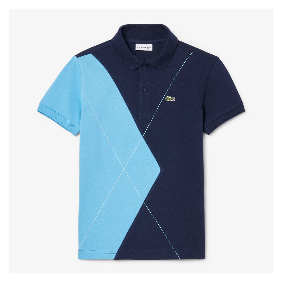 Boys Blue Colourblock Cotton Polo Shirt main product photo