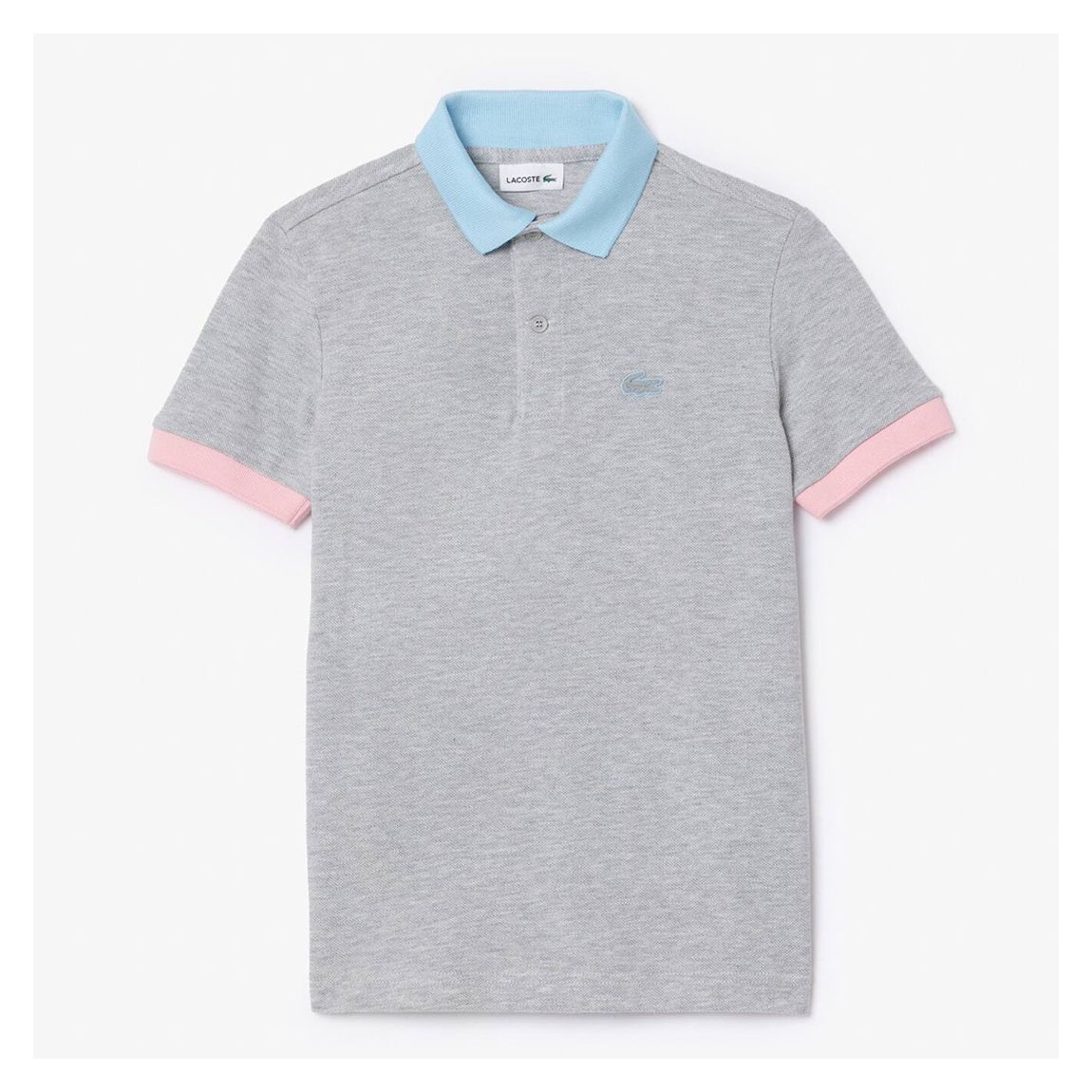 Boys Grey Colourblock Cotton Polo Shirt main product photo
