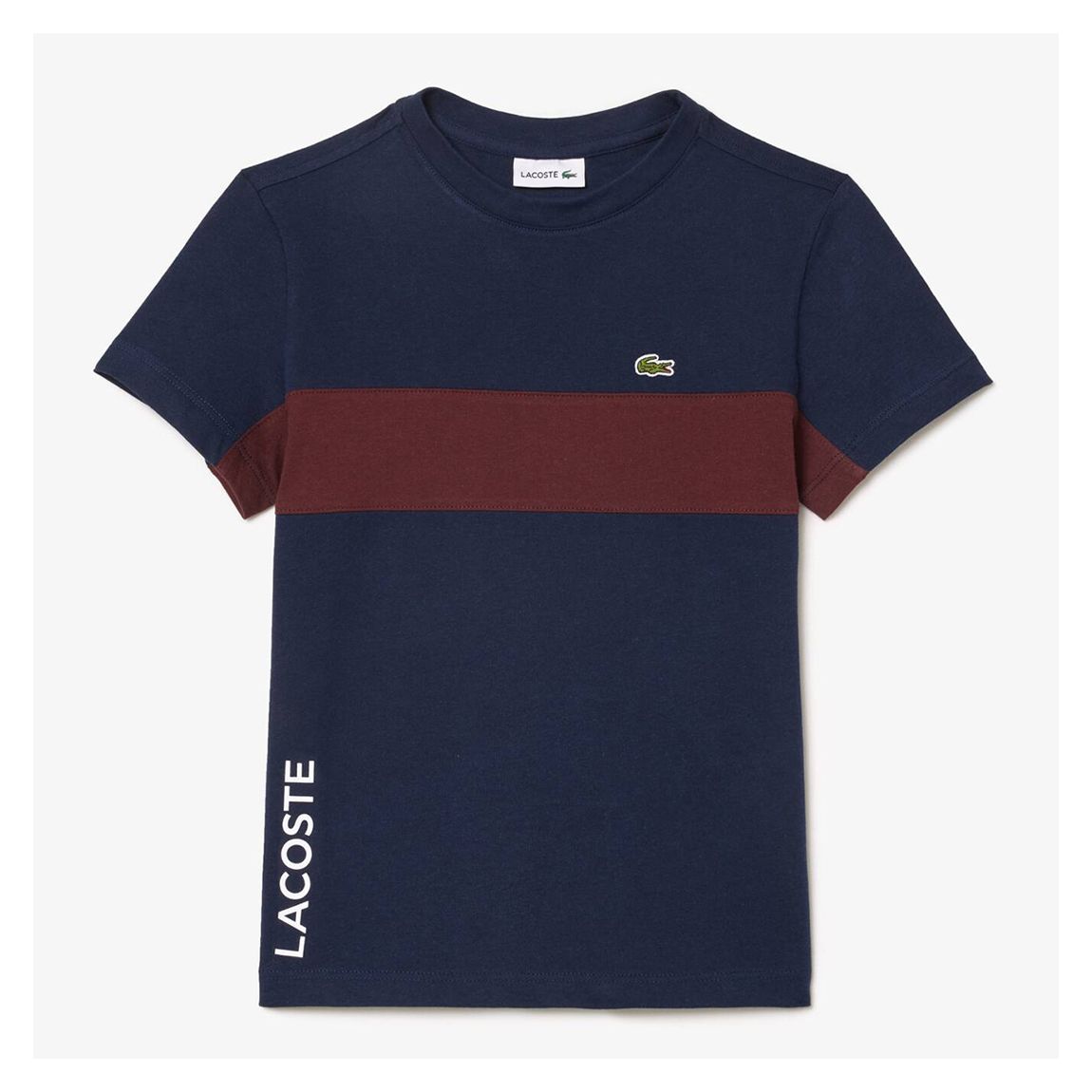 Navy/ Burgandy Contrast Stripe Cotton T-Shirt main product photo