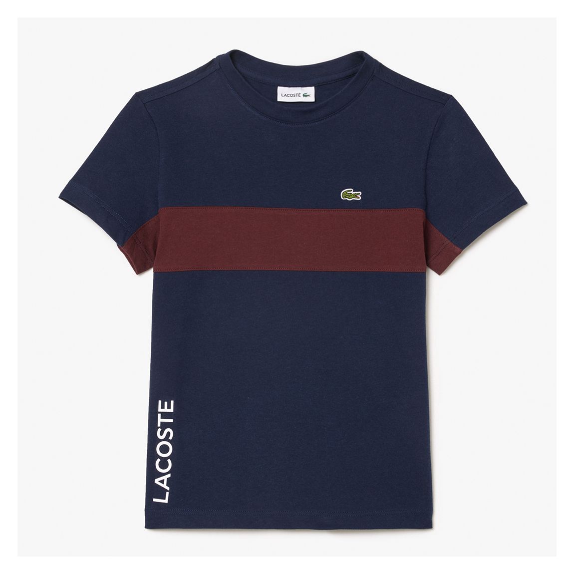 Navy/ Burgandy Contrast Stripe Cotton T-Shirt main product photo