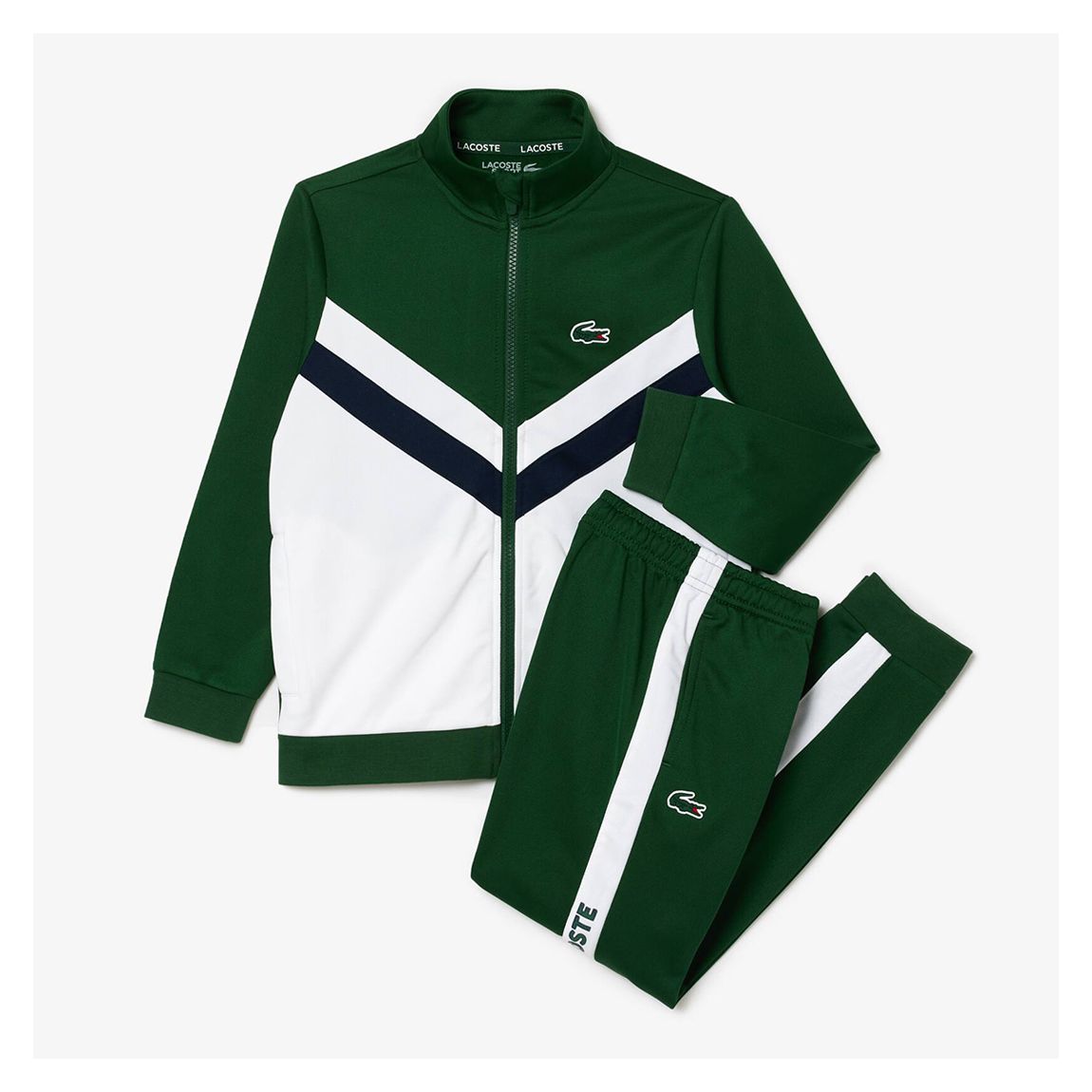 Green/ White Stripe Interlock Tracksuit Jacket and Trouser Set main product photo