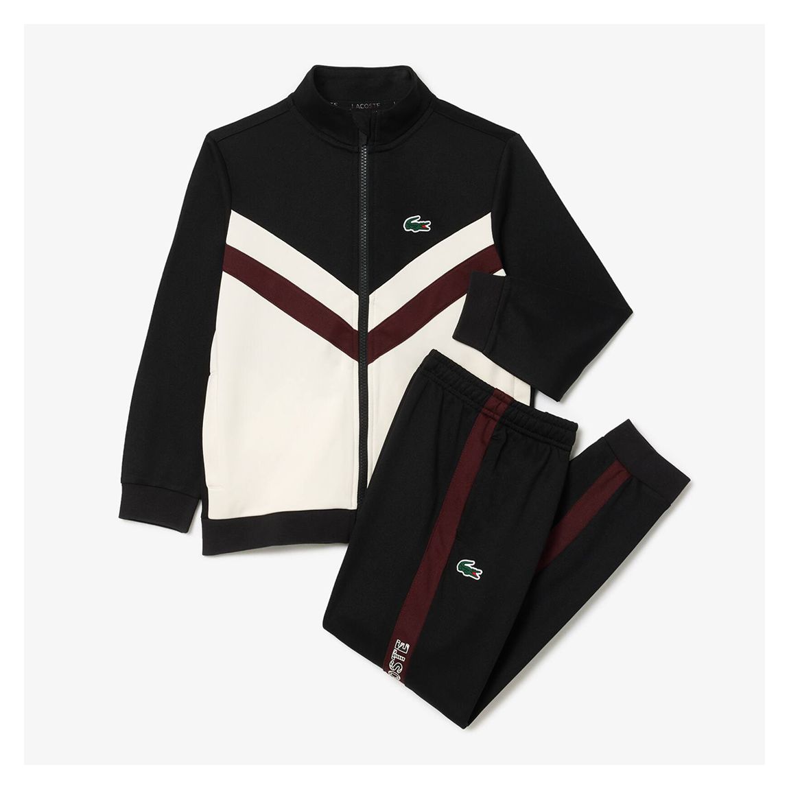 Black/ White Stripe Interlock Tracksuit Jacket and Trouser Set main product photo