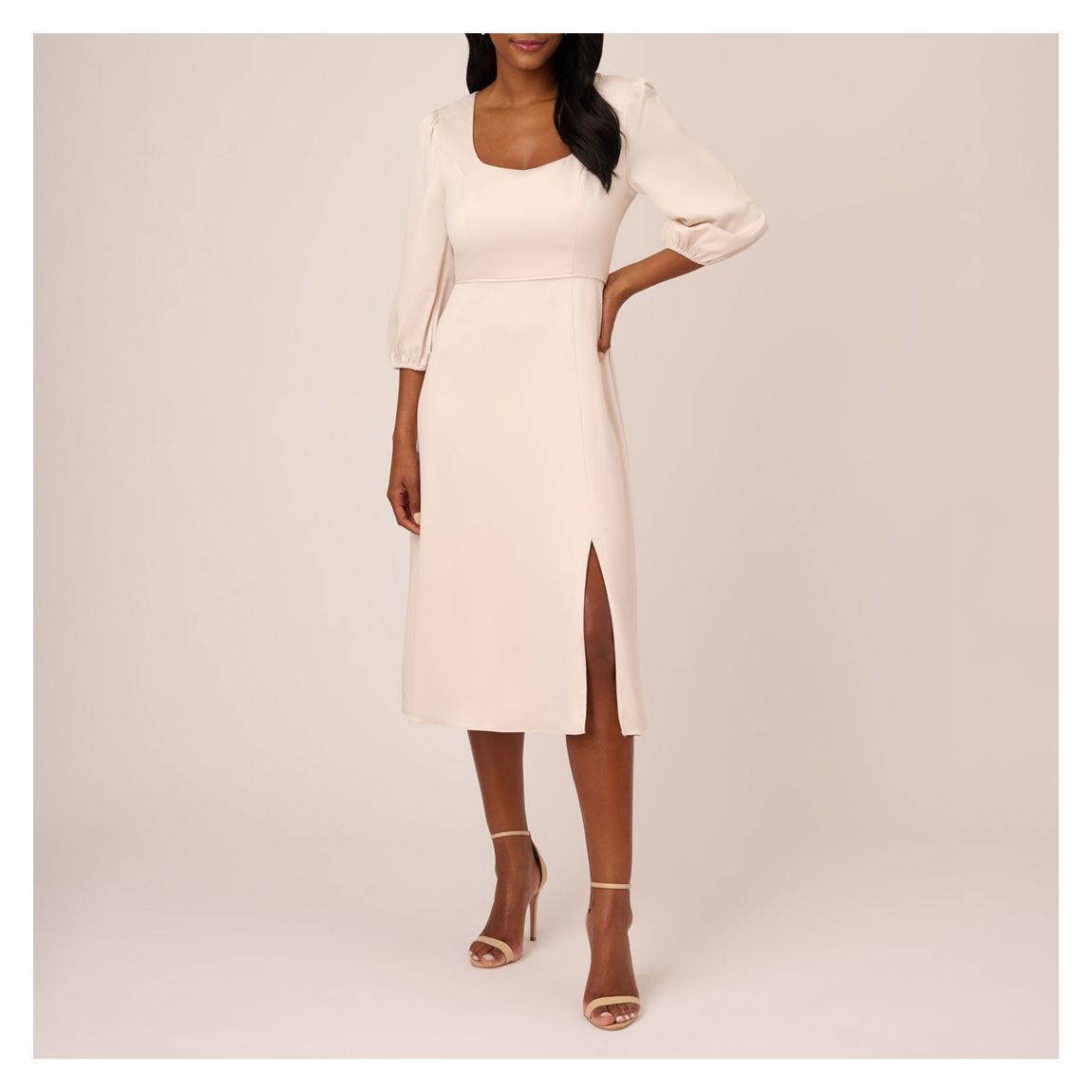 Cream Satin Crepe Cutout Back Dress main product photo