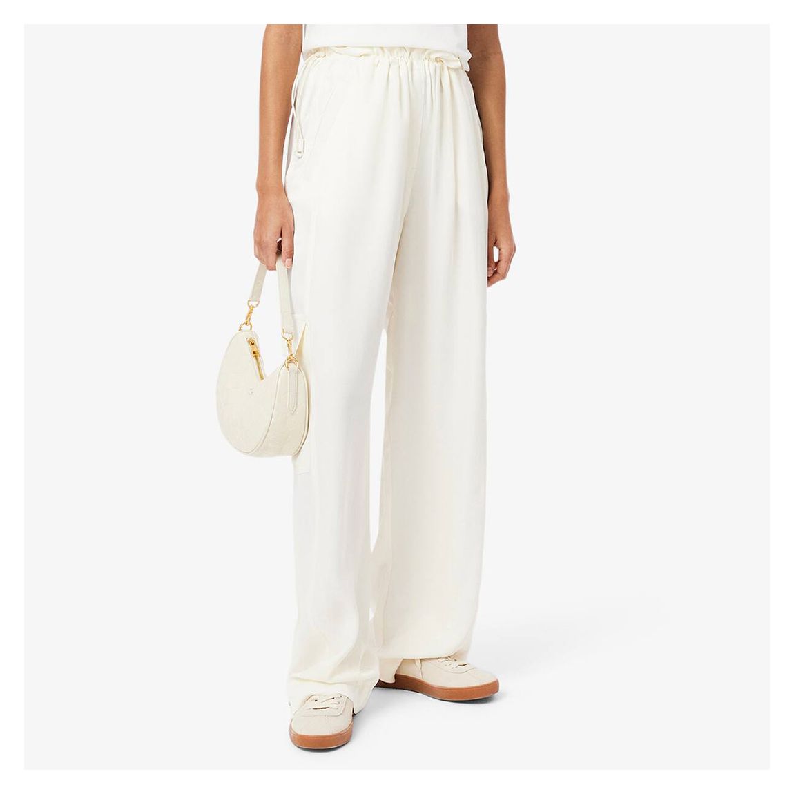 White Oversized Satin Cargo Trouser main product photo