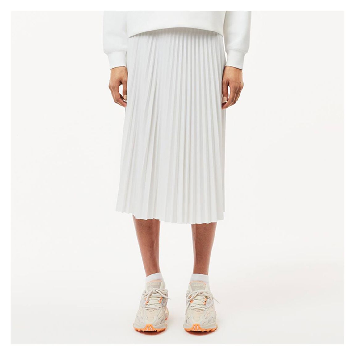 White Easticated Waist Flowing Pleated Skirt main product photo