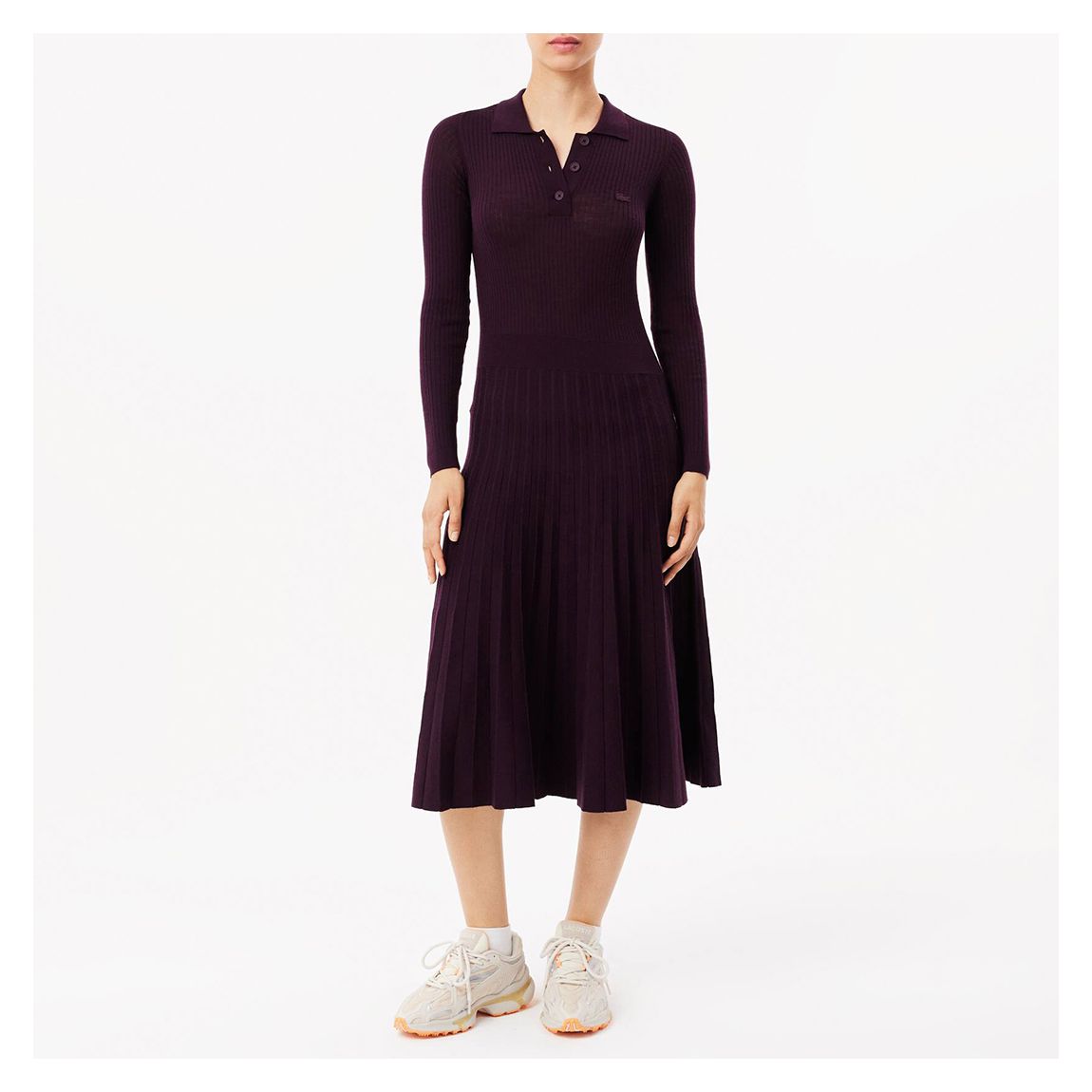 Burgandy Ribbed Wool Midi Dress main product photo