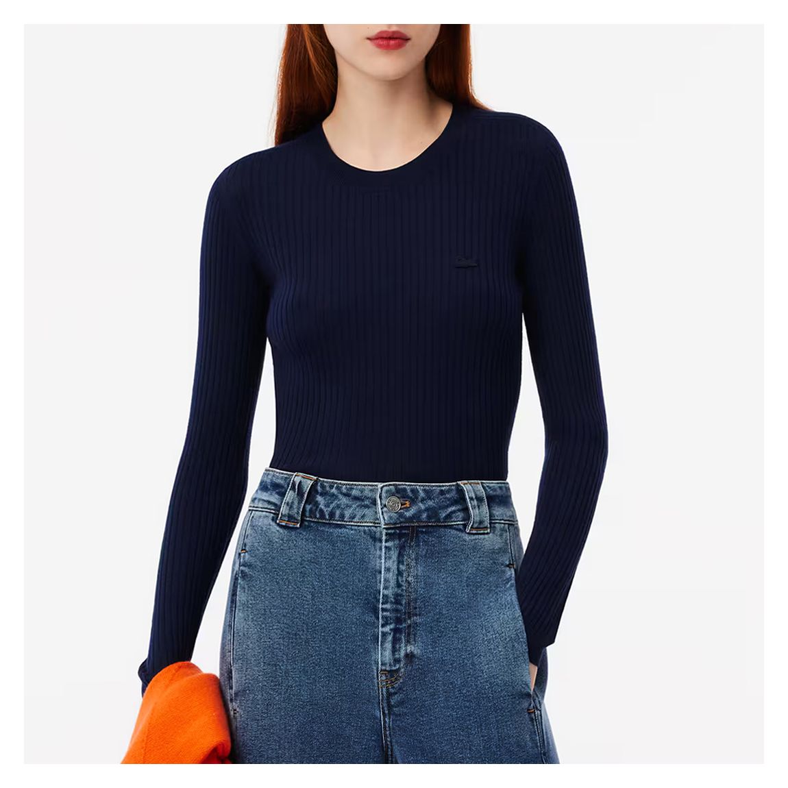 Navy Ribbed Wool Jumper main product photo