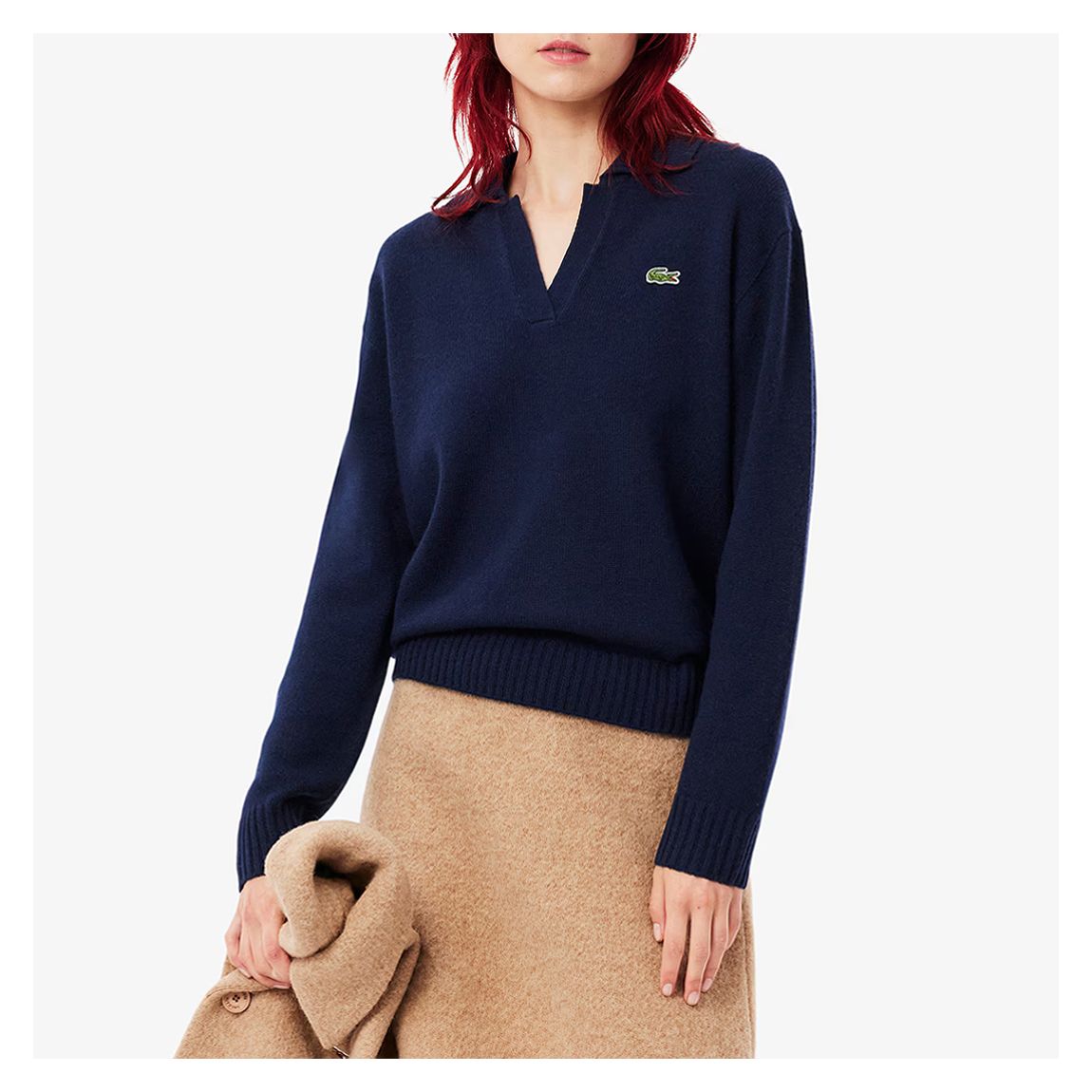 Navy Cashmere Polo Sweatshirt main product photo