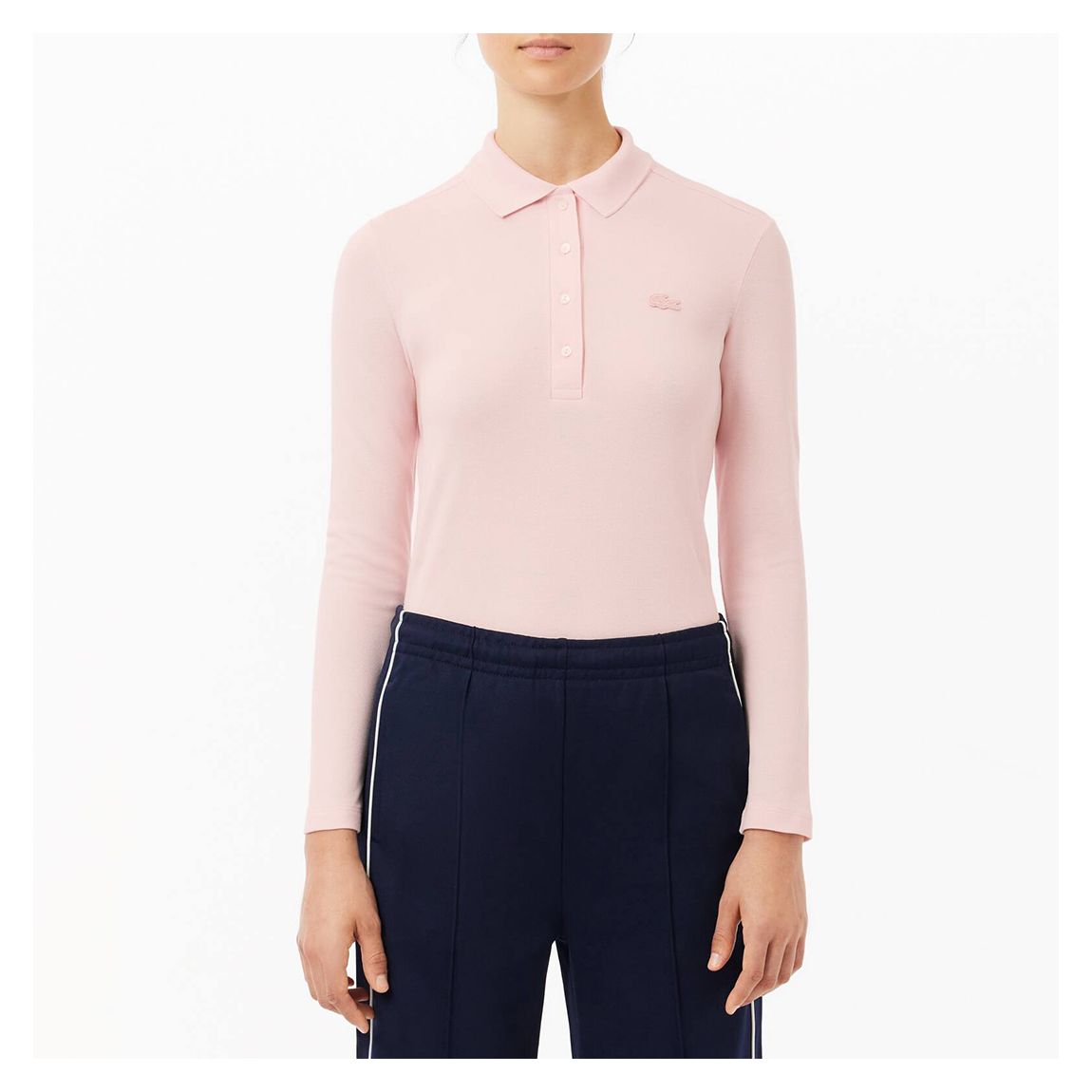 Pink Long Sleeve Pique Polo Shirt main product photo