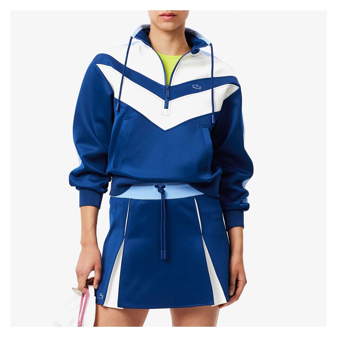 Blue Colour Block Interlock Half Zip Sweatshirt main product photo