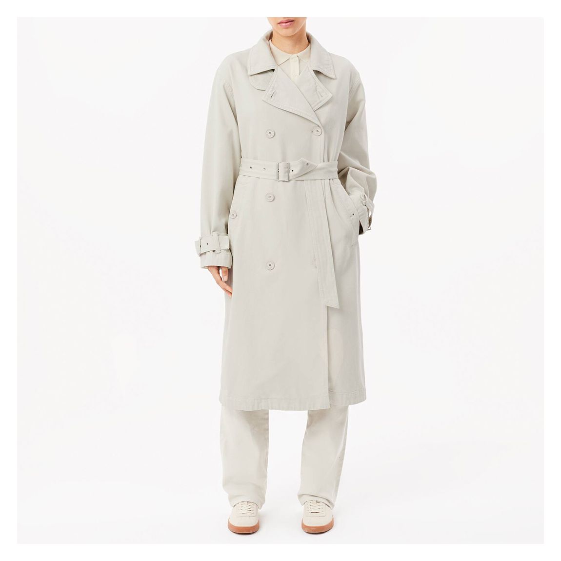 Grey Oversized Denim Trench Coat main product photo