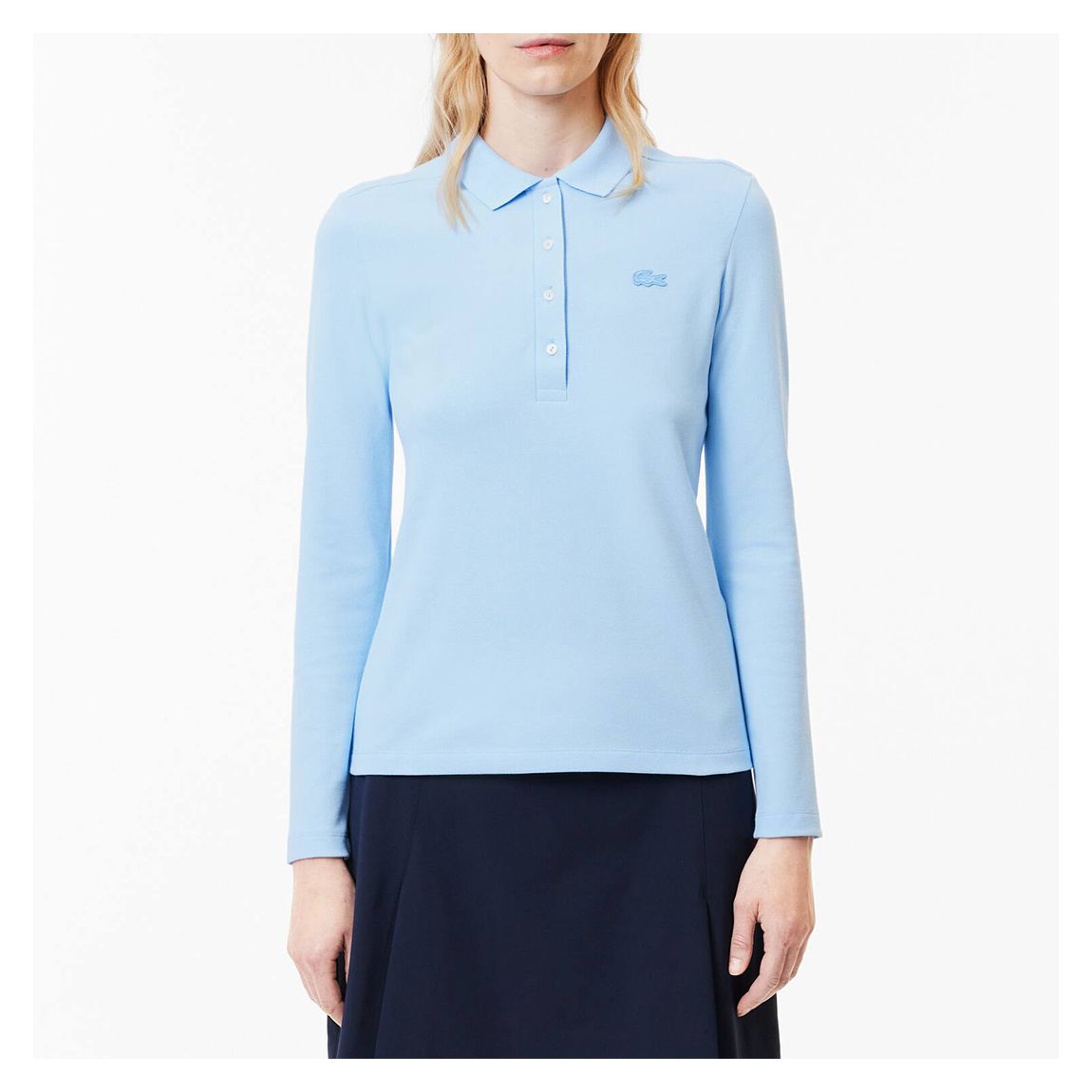Blue Long Sleeve Pique Polo Shirt main product photo