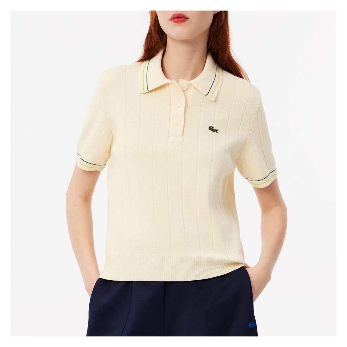 Yellow/ Green Ribbed Cotton Polo Shirt main product photo