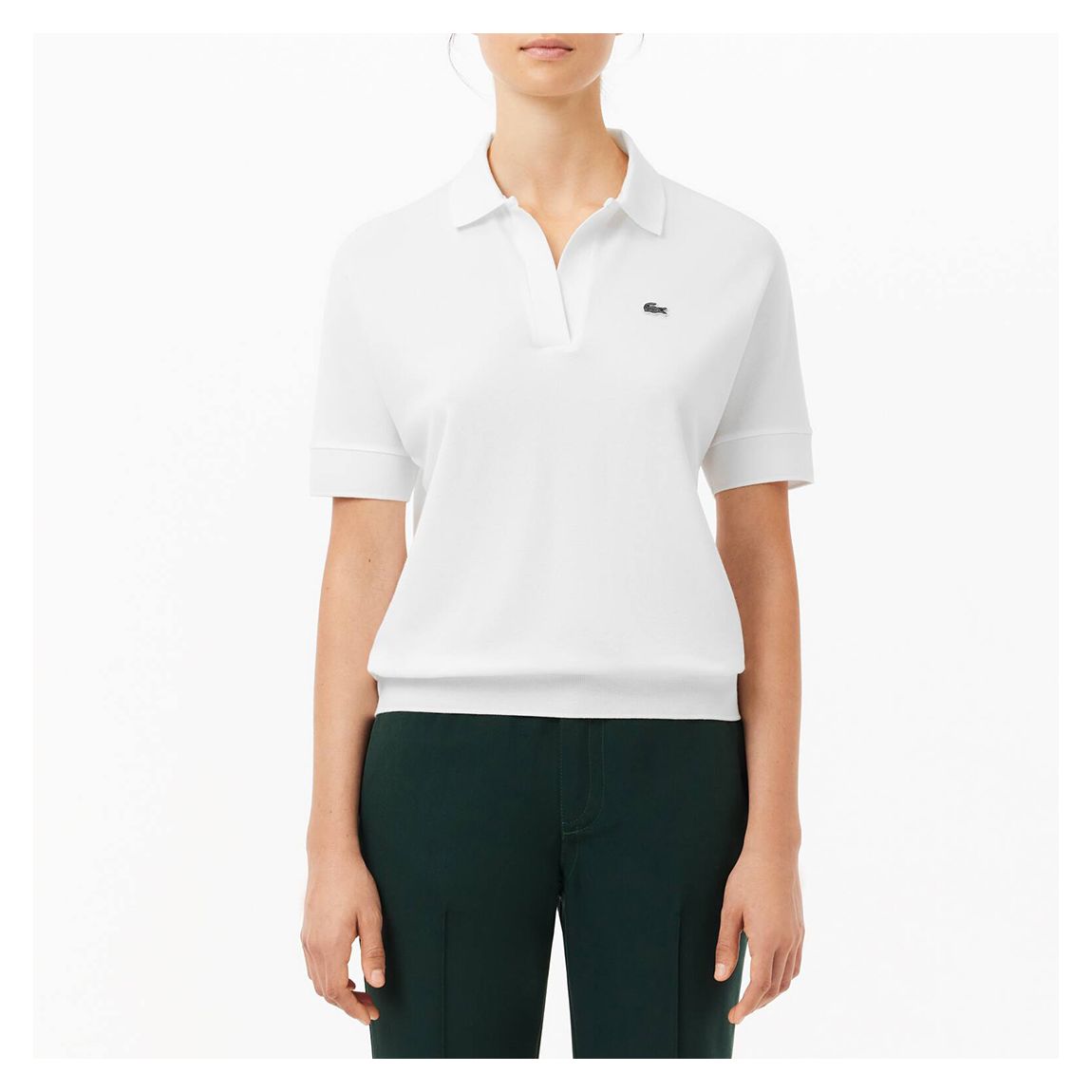 White Relaxed Fit Pique Polo Shirt main product photo