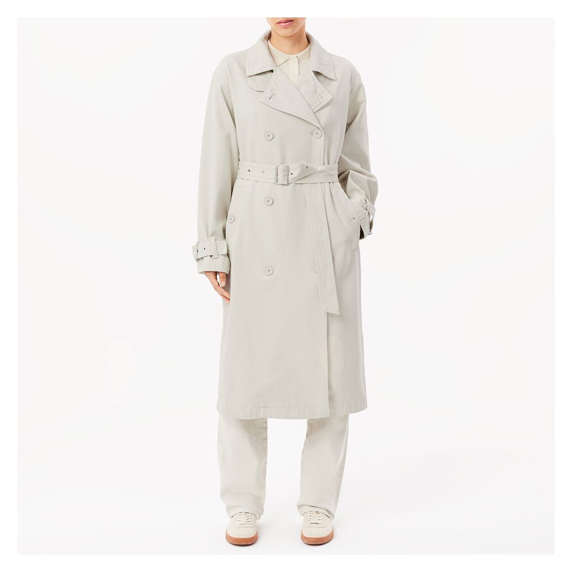 Grey Oversized Denim Trench Coat main product photo