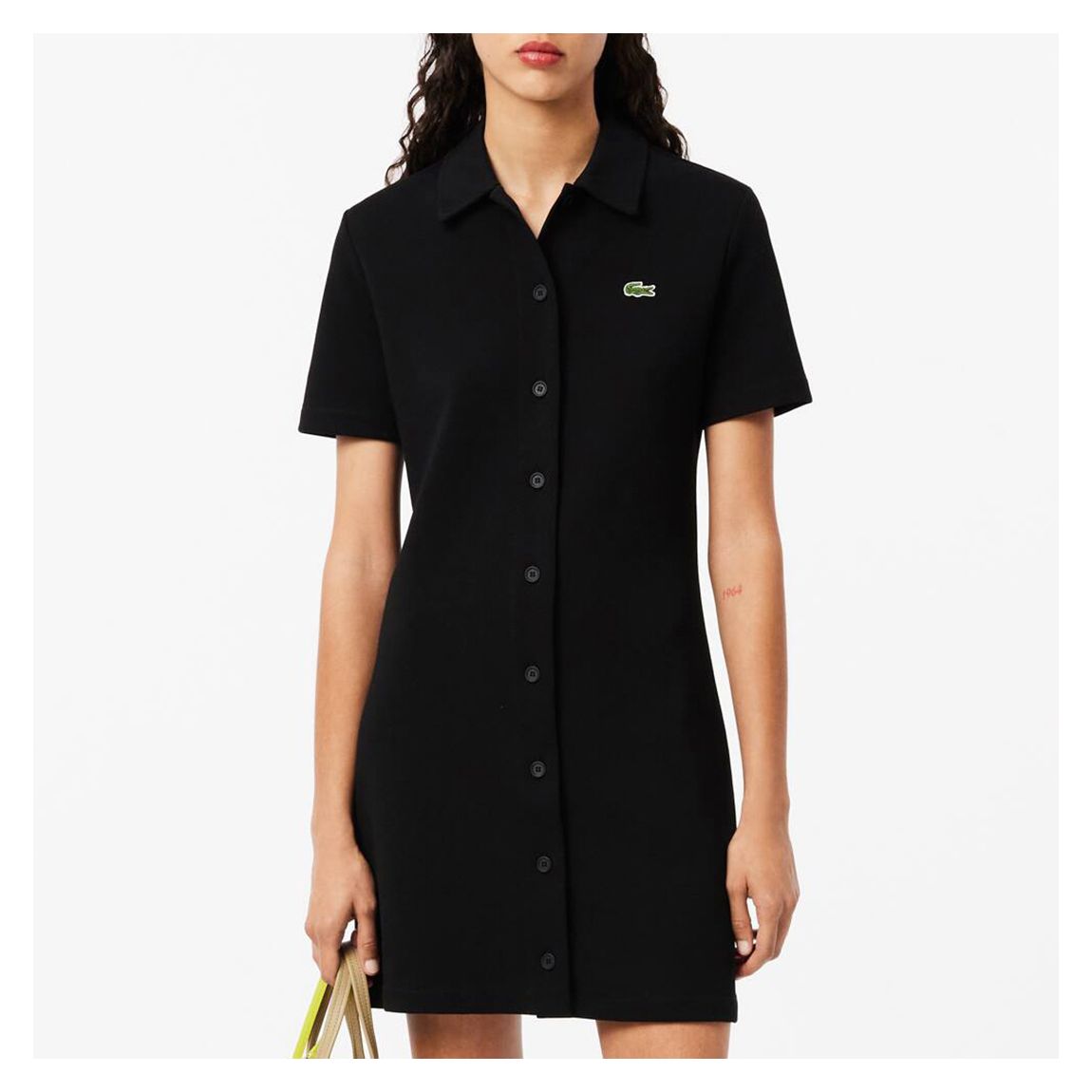 Black Button Front Polo Mini Dress main product photo