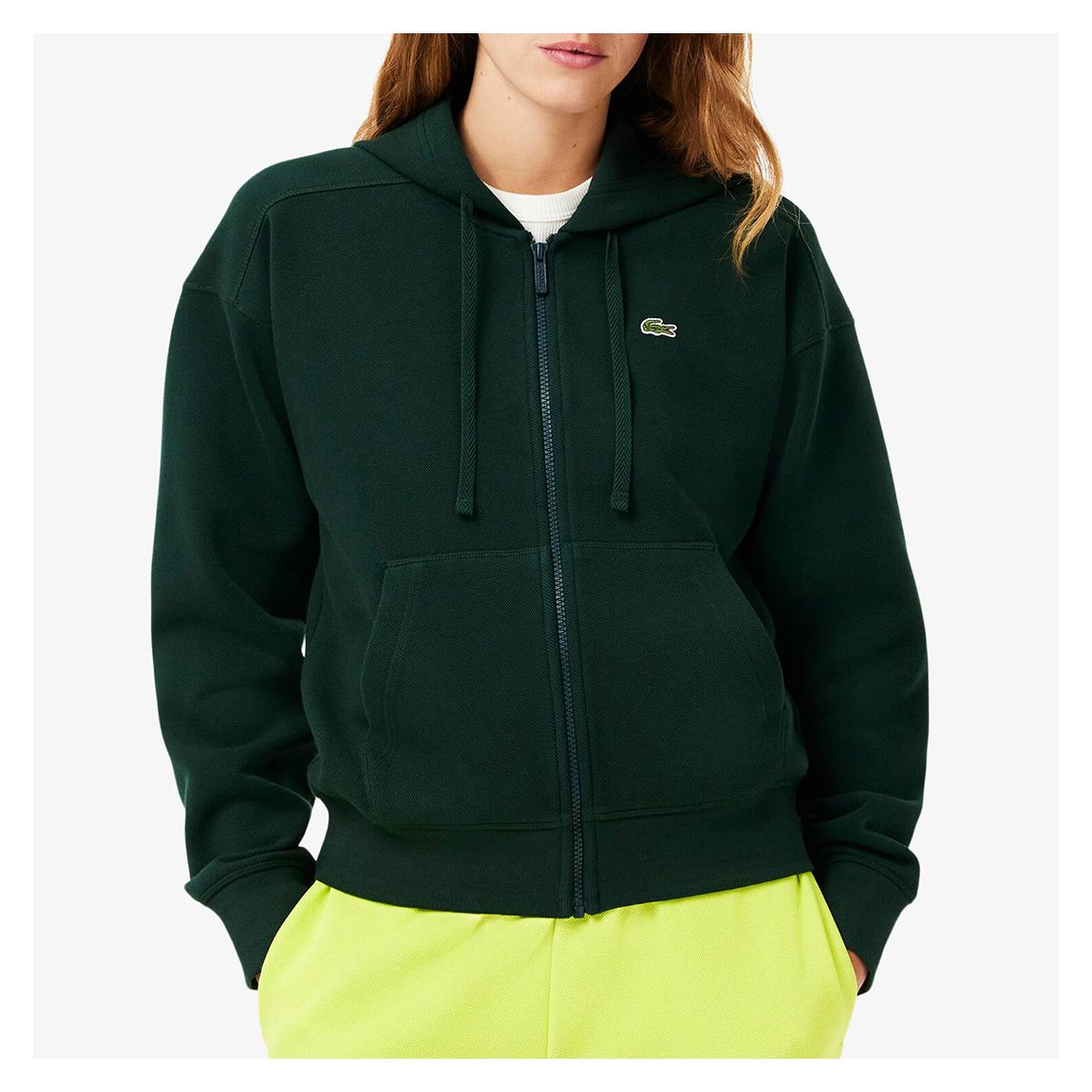 Green Zip Up Pique Hoodie main product photo