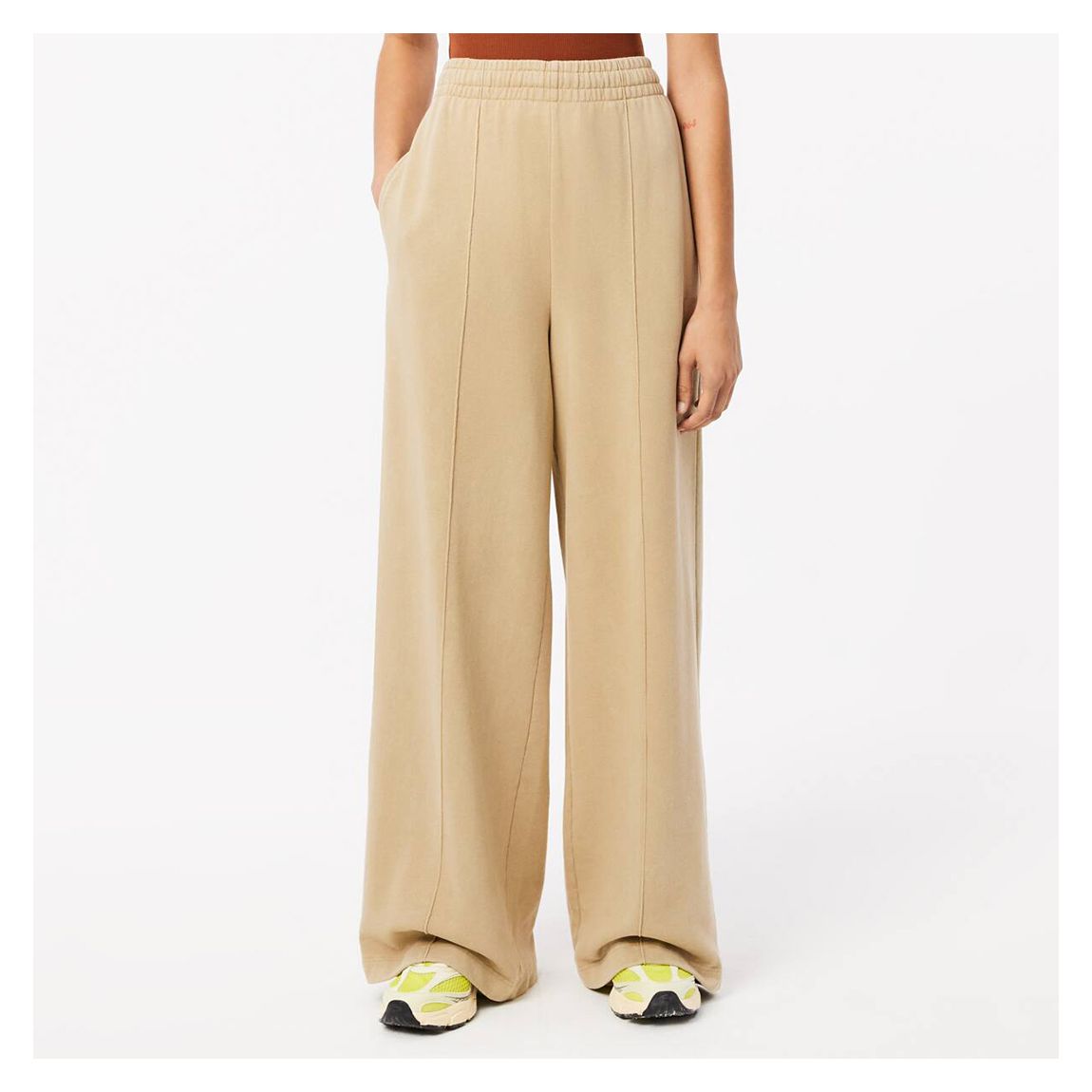 Beige Wide Leg Cotton Joggers main product photo
