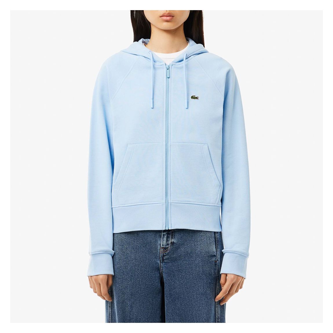 Blue Zip Up Pique Hoodie main product photo