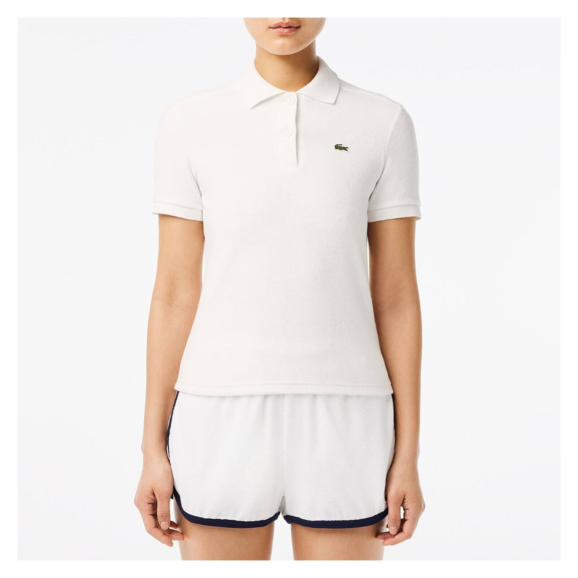 Cream Slim Fit Terry Polo Shirt main product photo