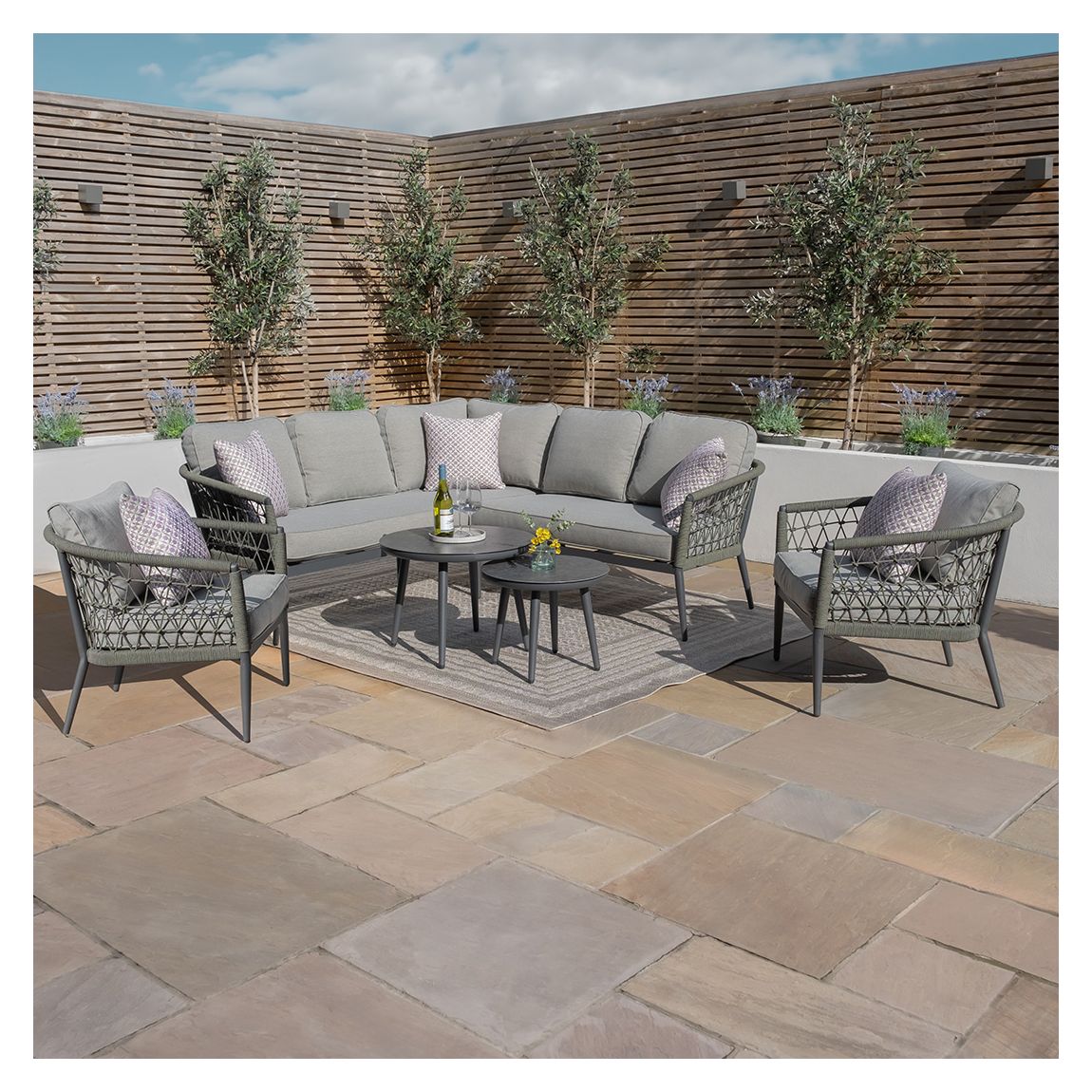 Monaco Small Corner Sofa Set With Armchair x2 - Ivy Green main product photo