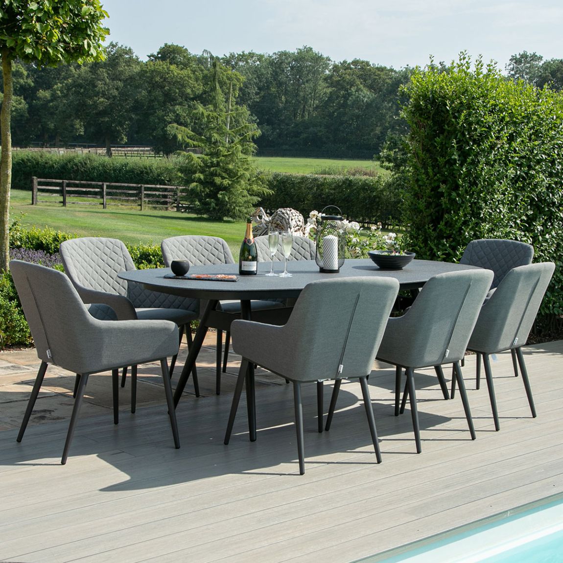 Zest 8 Seat Oval Dining Set / Flanelle Includes Free Winter cover main product photo
