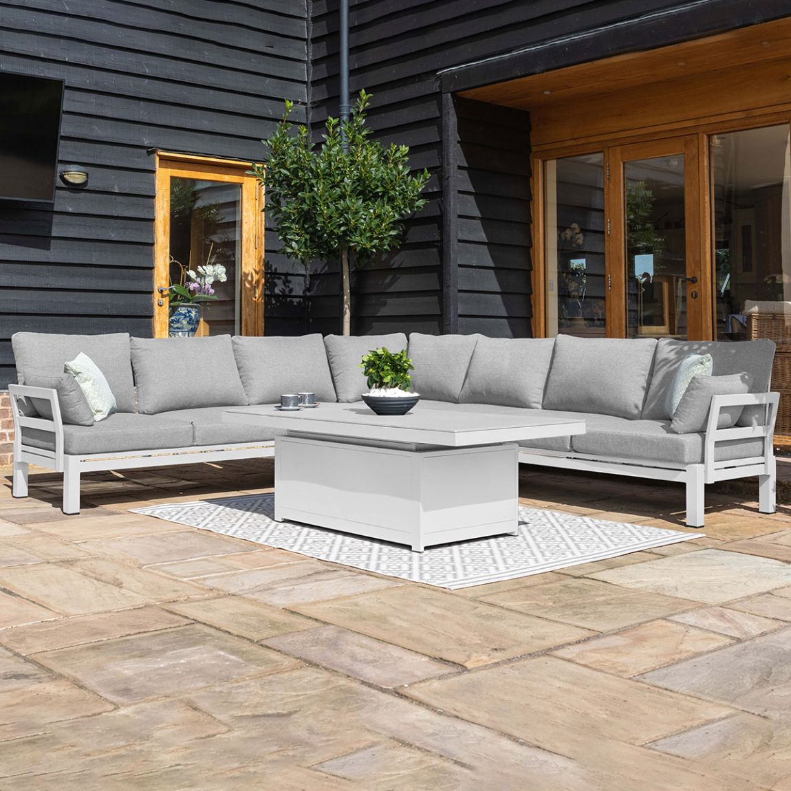 Oslo Large Corner Group with Rising Table / White main product photo
