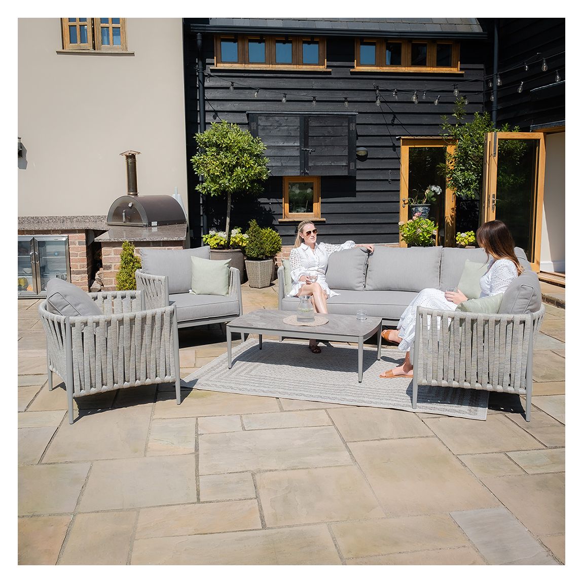 Milan Small Corner Sofa Set With Armchair - Cool Linen main product photo