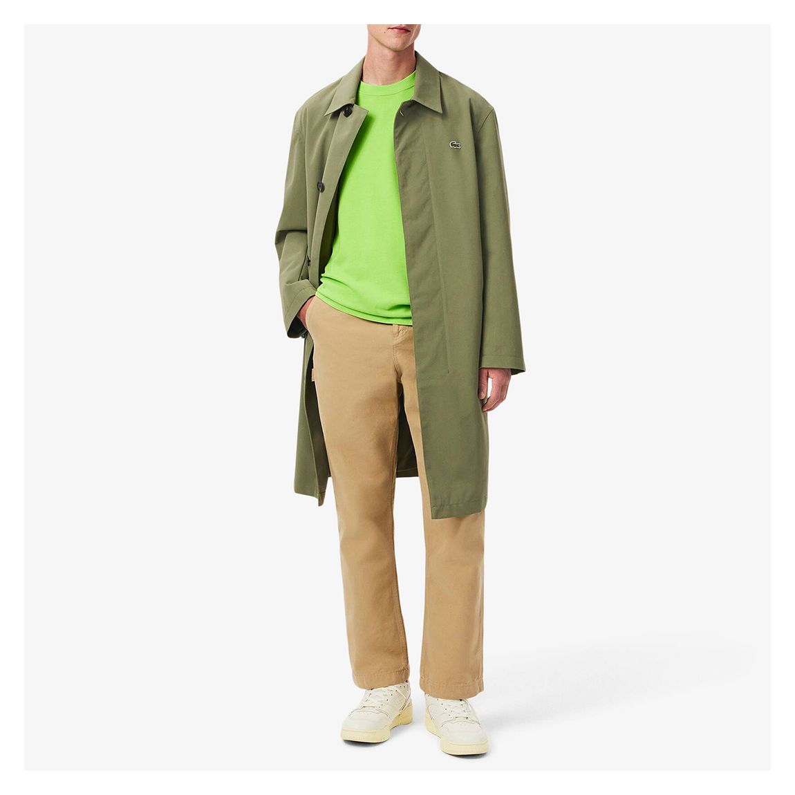 Khaki Button Down Trench Coat main product photo