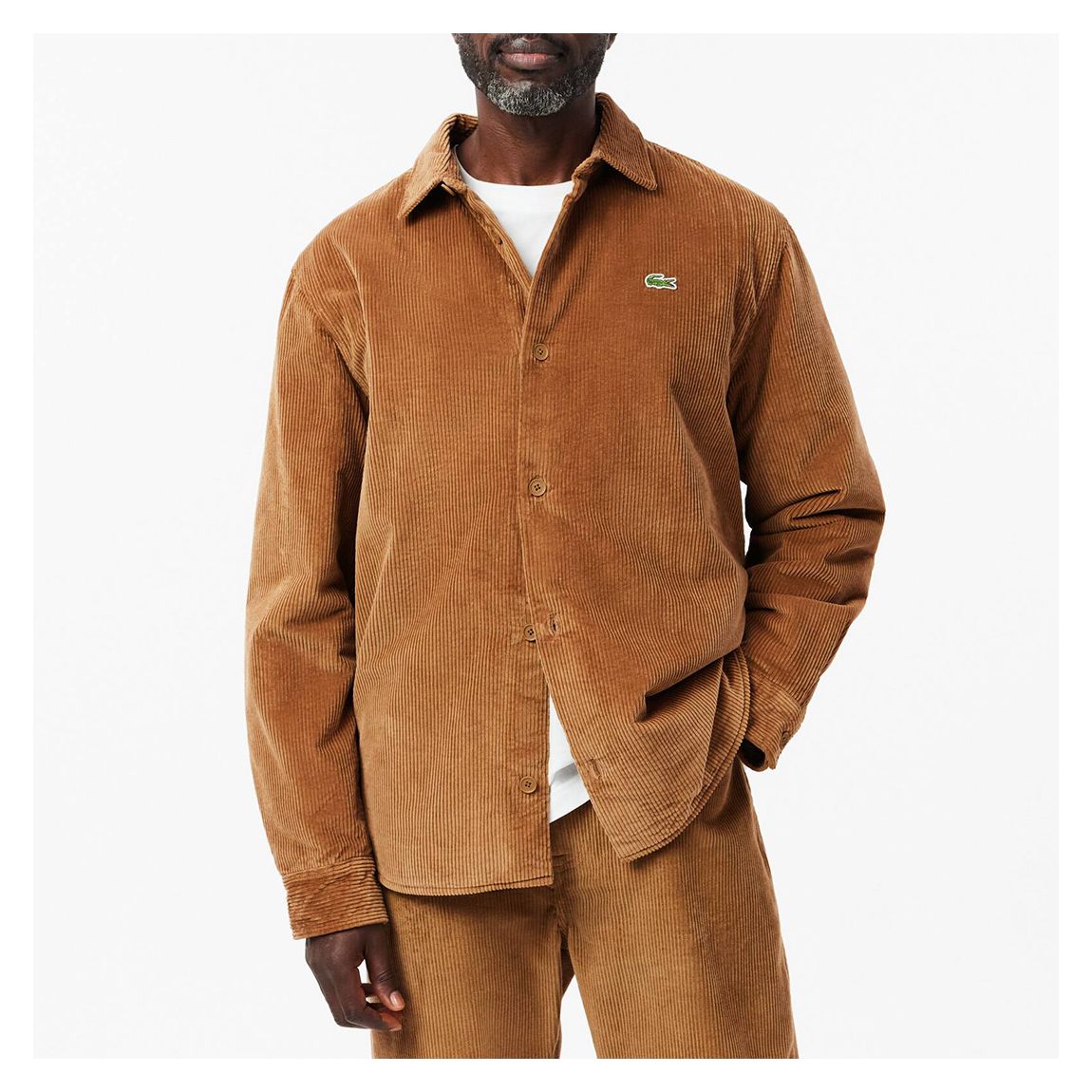Camel Corduroy Buttoned Shacket main product photo