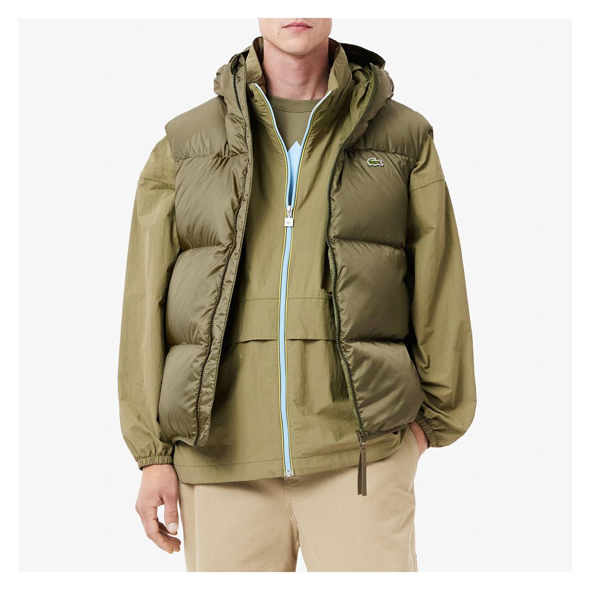 Khaki Hooded Puffer Gilet main product photo
