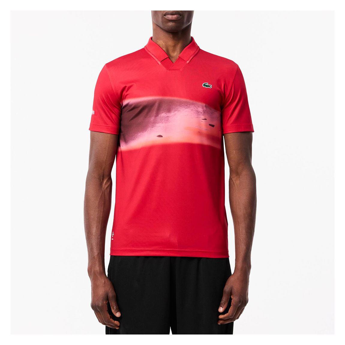 Red V-Neck Grapghic Polo Shirt main product photo