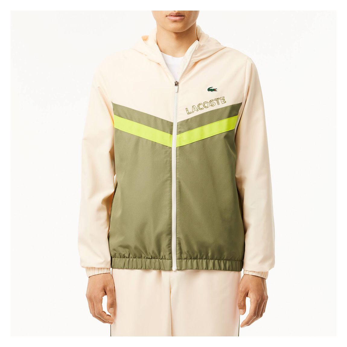 Ecru Colourblock Hooded Zip Jacket main product photo
