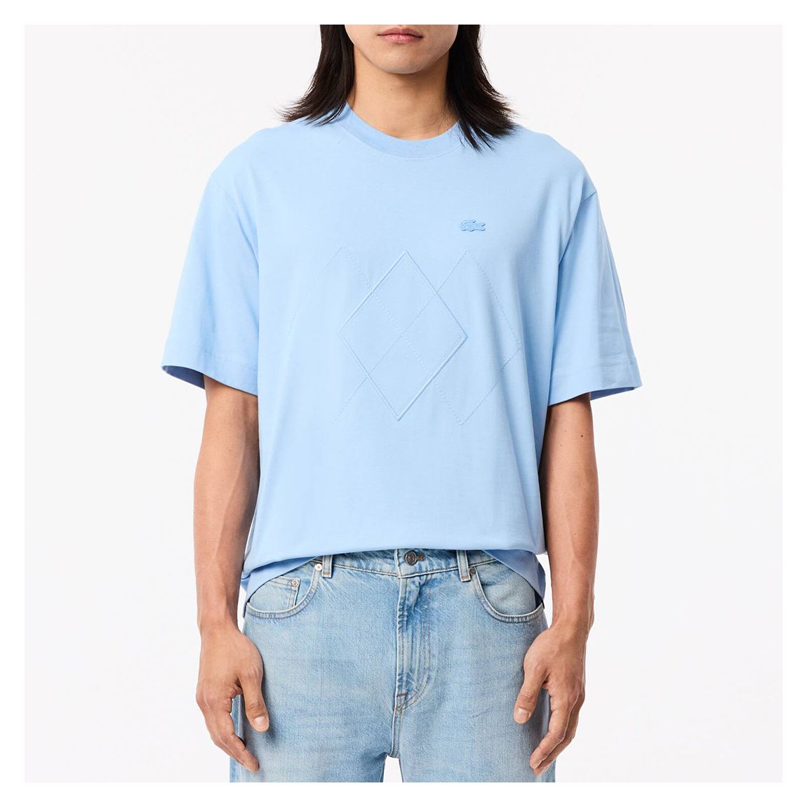 Sky Blue Argyle Short Sleeve T-Shirt main product photo