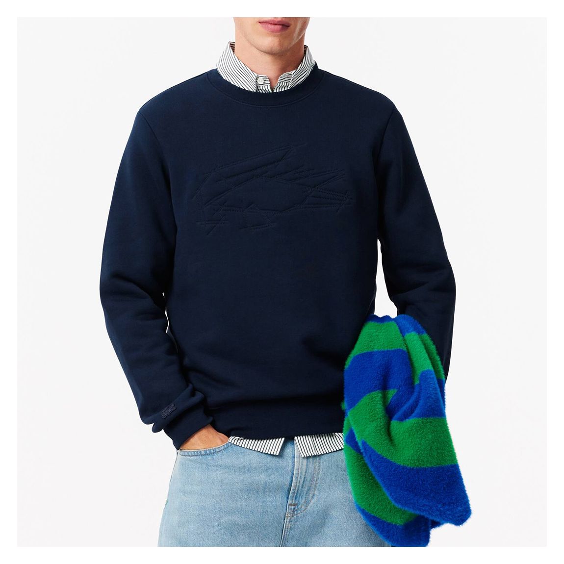 Navy Embroidered Crew Sweatshirt main product photo