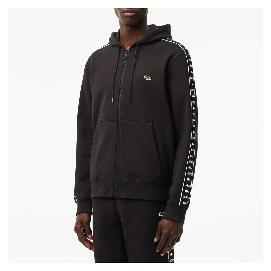 Black Sleeve Stripe Zip Hoodie main product photo