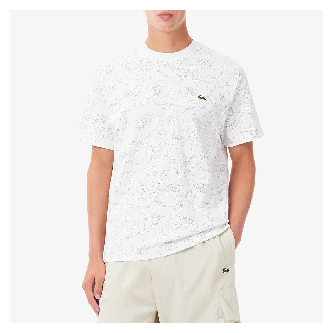 White Floral Short Sleeve T-Shirt main product photo