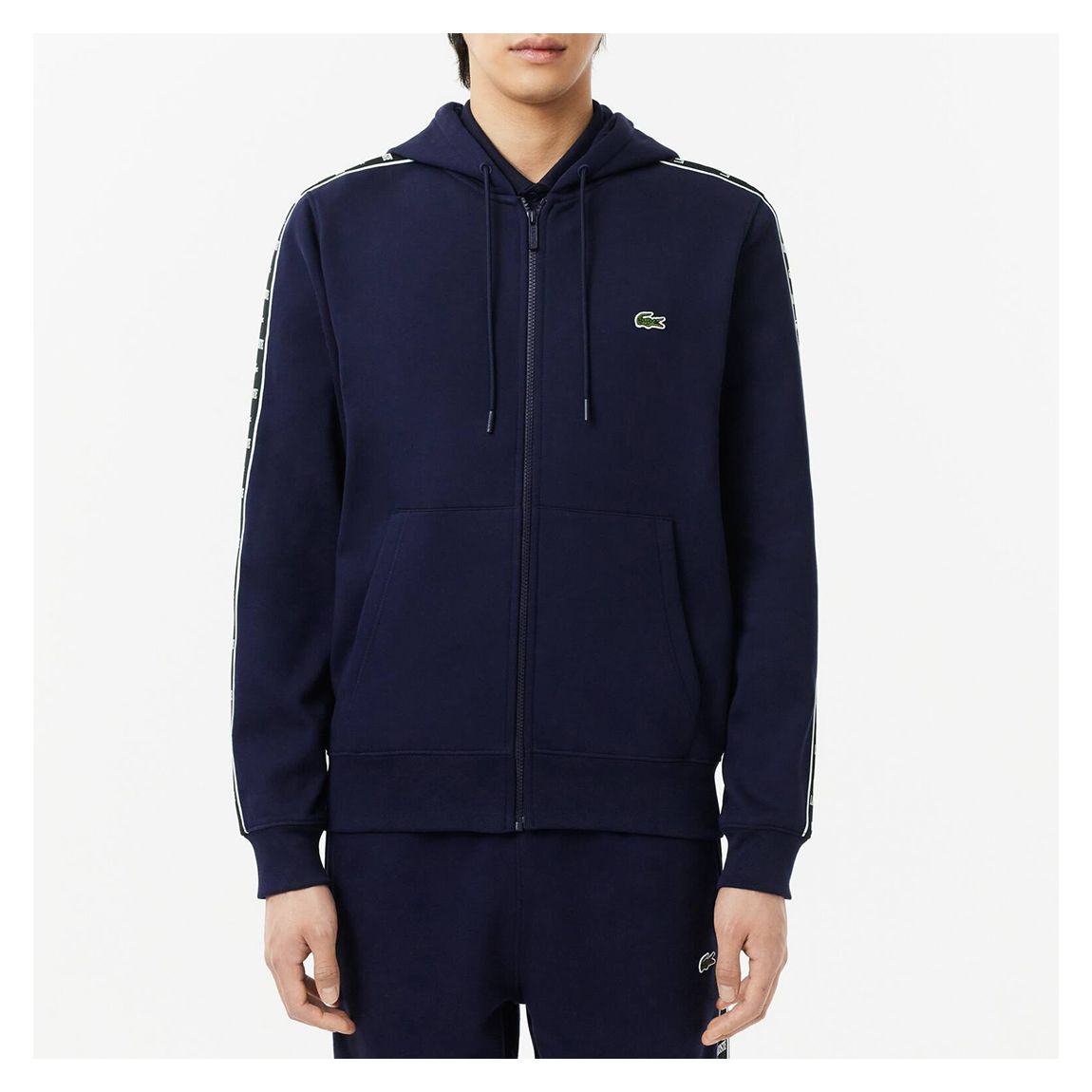 Navy Sleeve Stripe Zip Hoodie main product photo