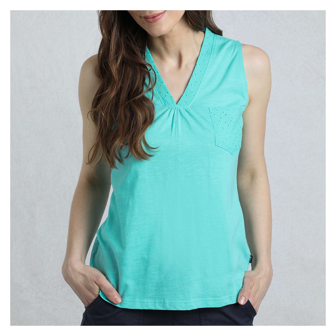 Aqua Ainey Broderie Pocket Vest main product photo