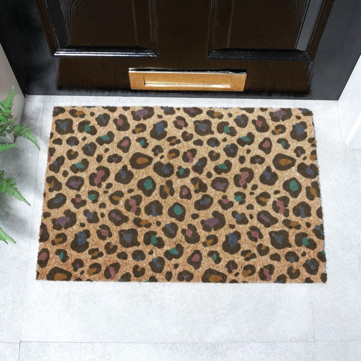 Multi Colour Leopard Print Doormat 60x40cm main product photo