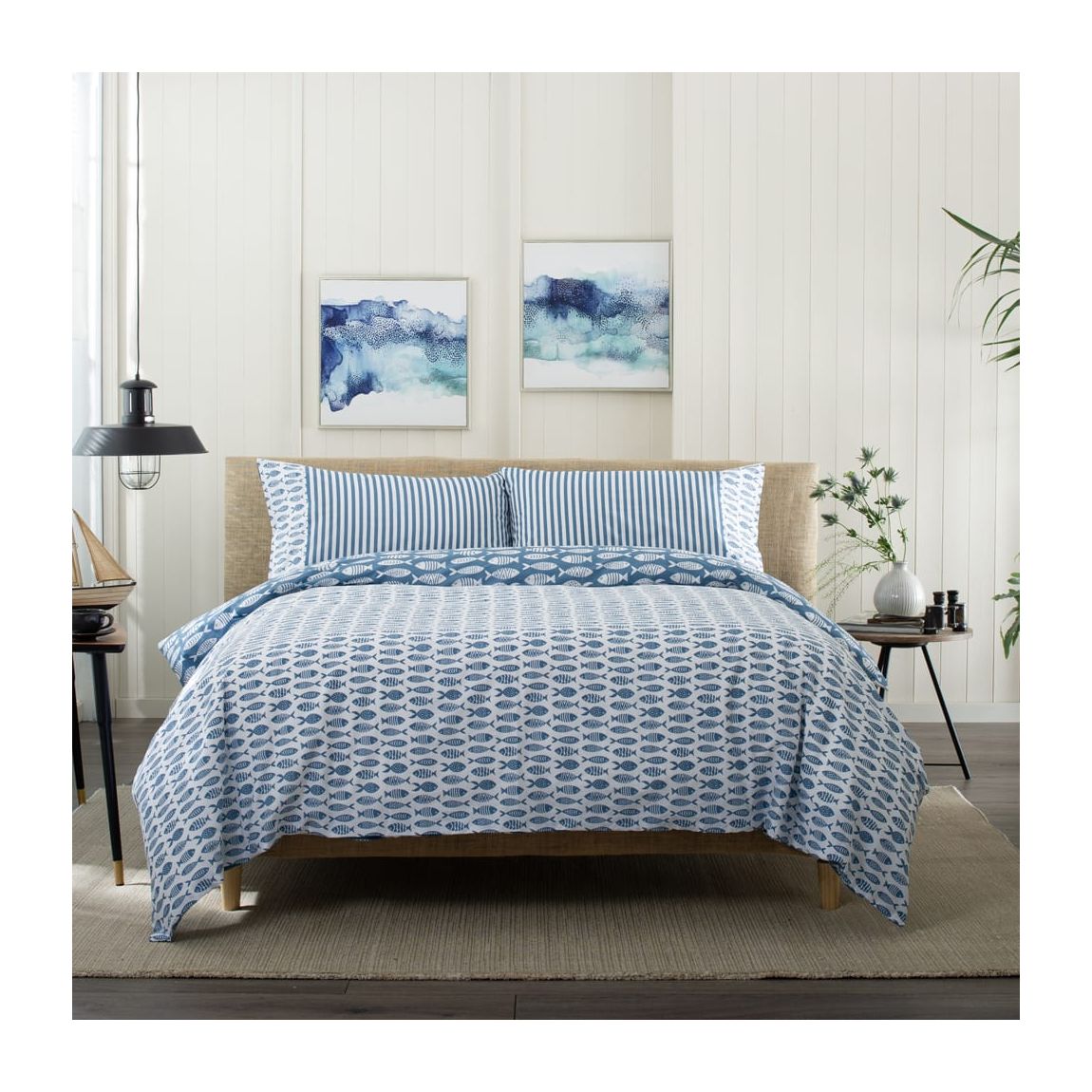 Small Fish Print 100% Cotton Duvet Cover Set - Double main product photo