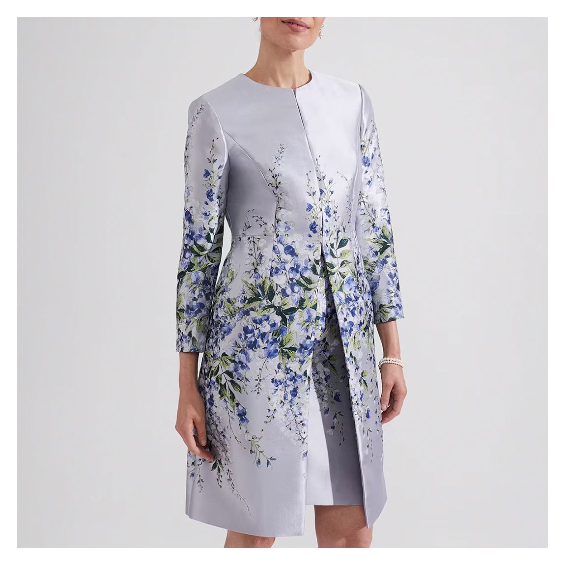 Blue Sofia Floral Jacquard Coat main product photo