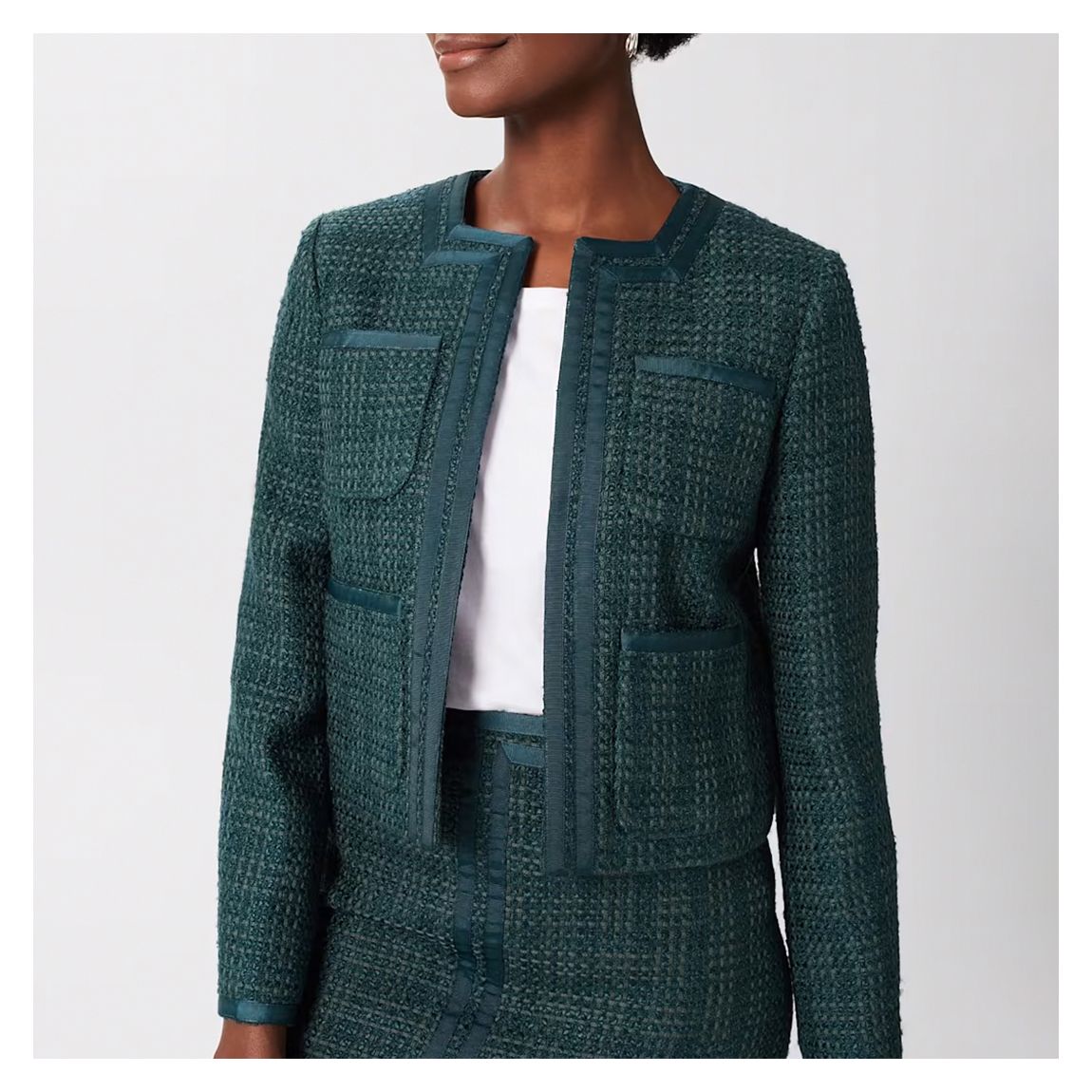 Green Estella Wool Blend Tweed Jacket main product photo