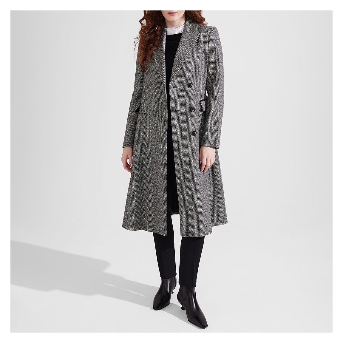 Black/ White Sian Wool Blend Coat main product photo