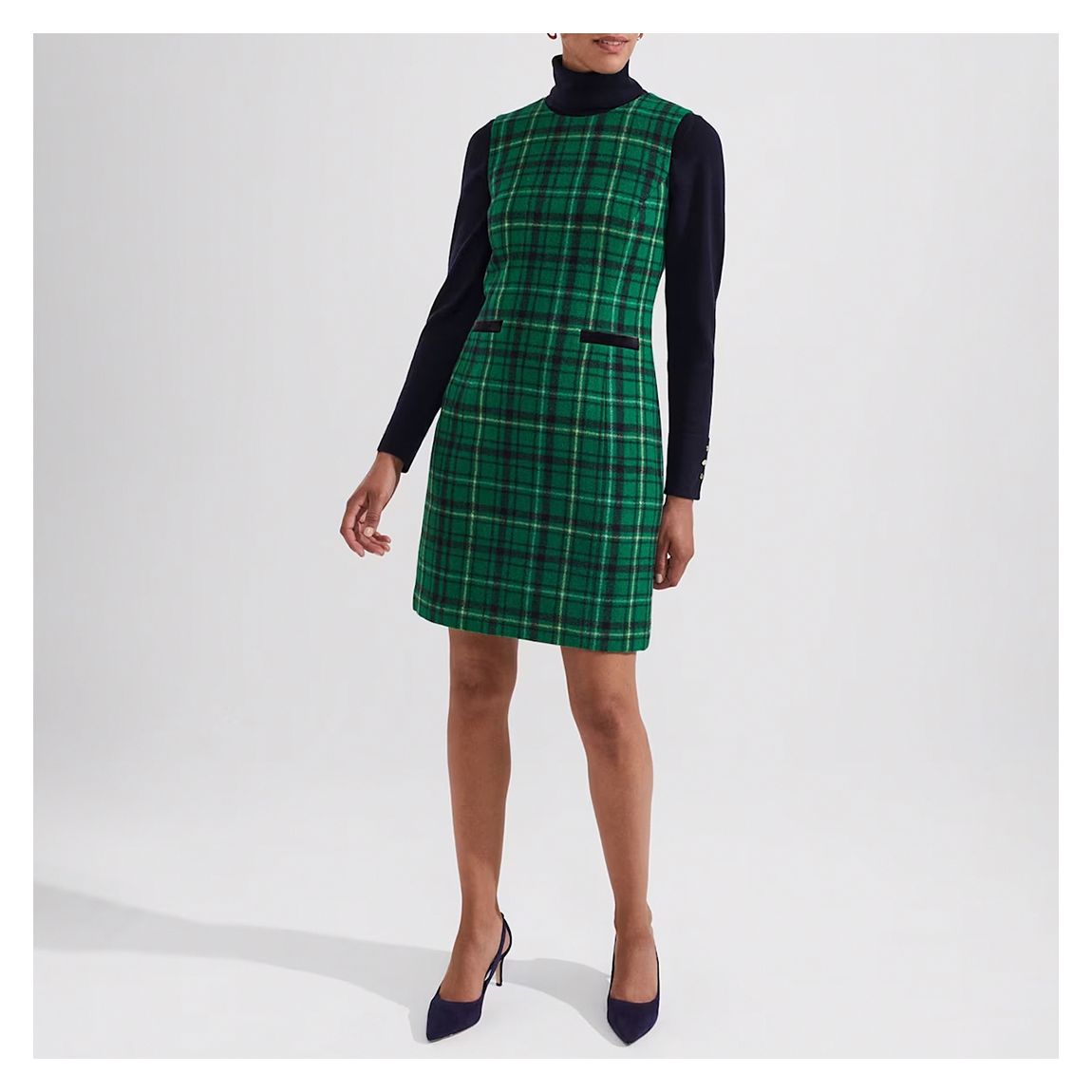 Green Margot Checked Wool Dress main product photo