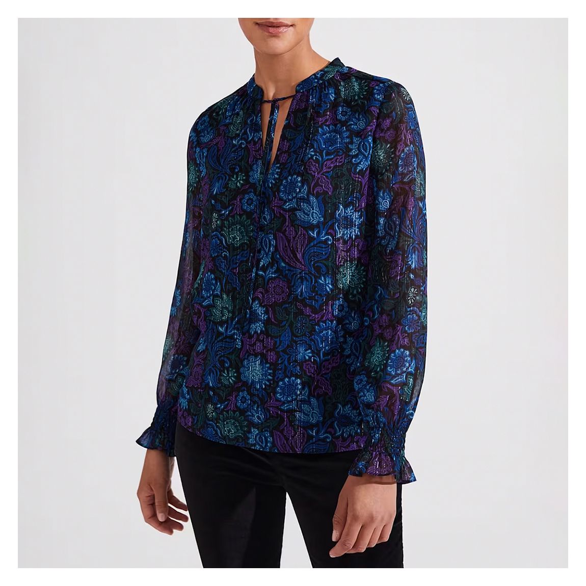 Black/ Blue Aisha Lurex Blouse main product photo