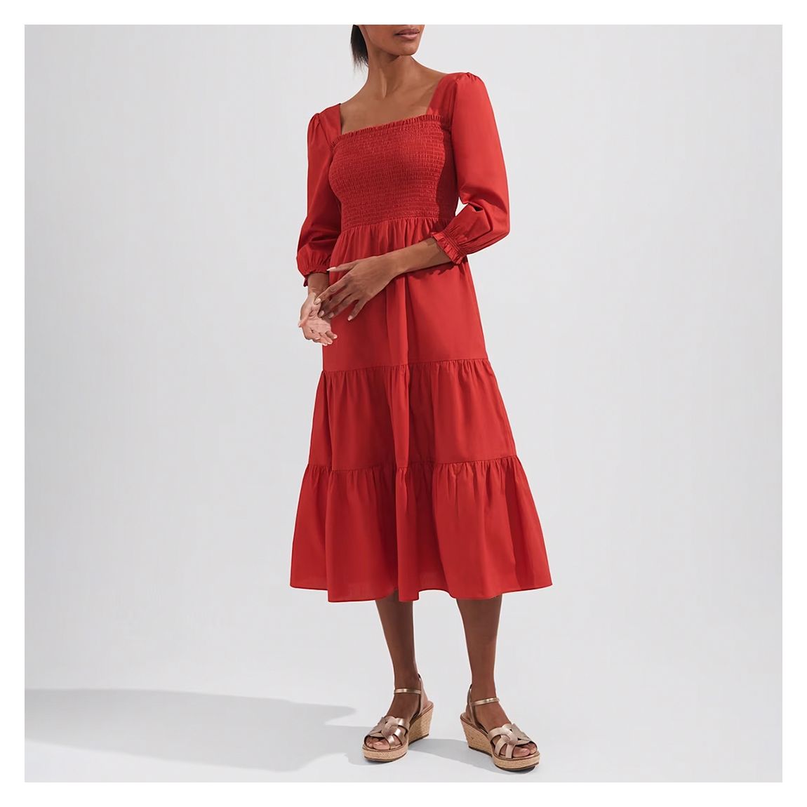 Red Tia Cotton Midi Dress main product photo