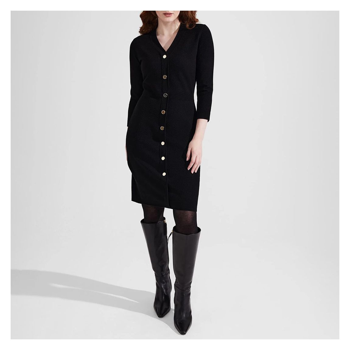 Black Marlee Knitted Button Front Dress main product photo